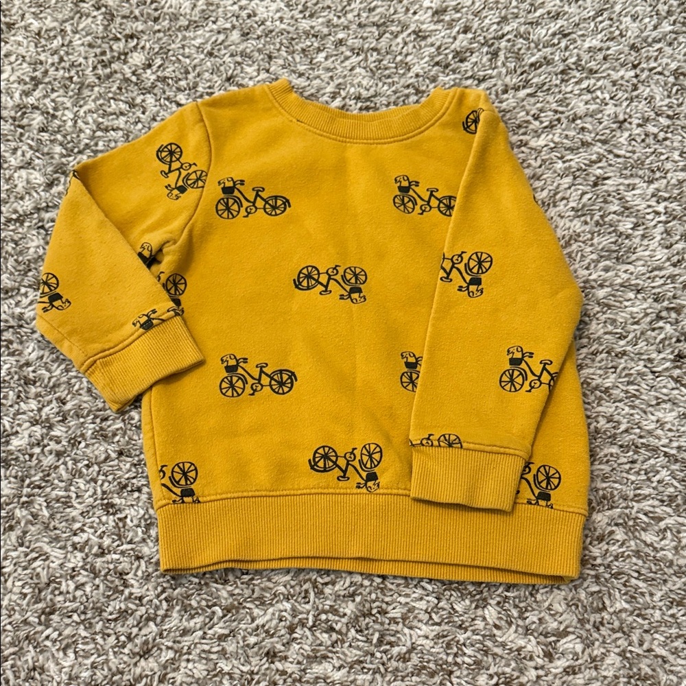 Yellow Sweatshirt with Bicycle Print